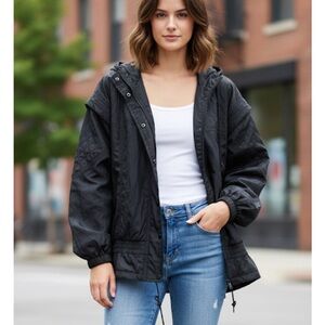 AMANDA SMITH Sport Hooded Jacket, No Pockets, Women’s L, Black